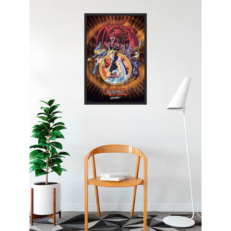 Yu Gi Oh! Yugi Slifer & Magician Framed Art Poster - 24 x 36 Inch