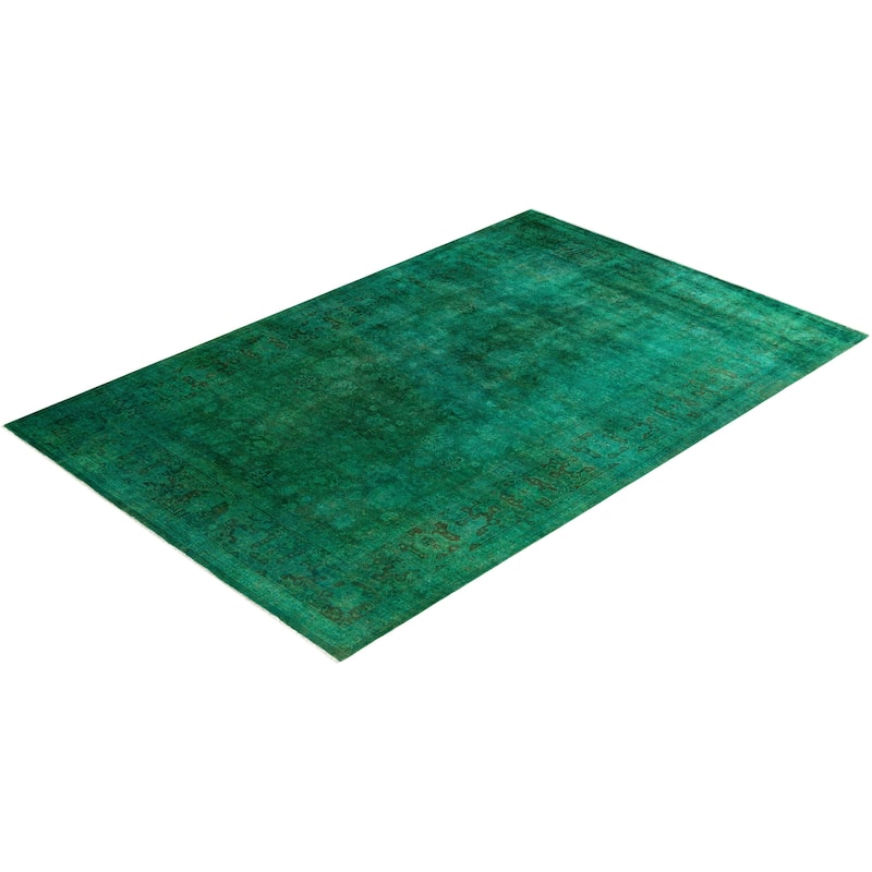 Contemporary Overdyed Wool Hand Knotted Area Rug - 6' 1" x 9' 3"