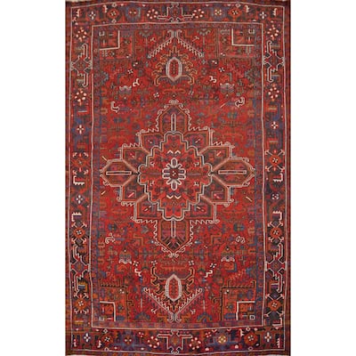Hand Knotted Oriental 100% Wool Carpet Traditional Medallion Red Heriz Area Rug - 11' 4'' X 8' 1''