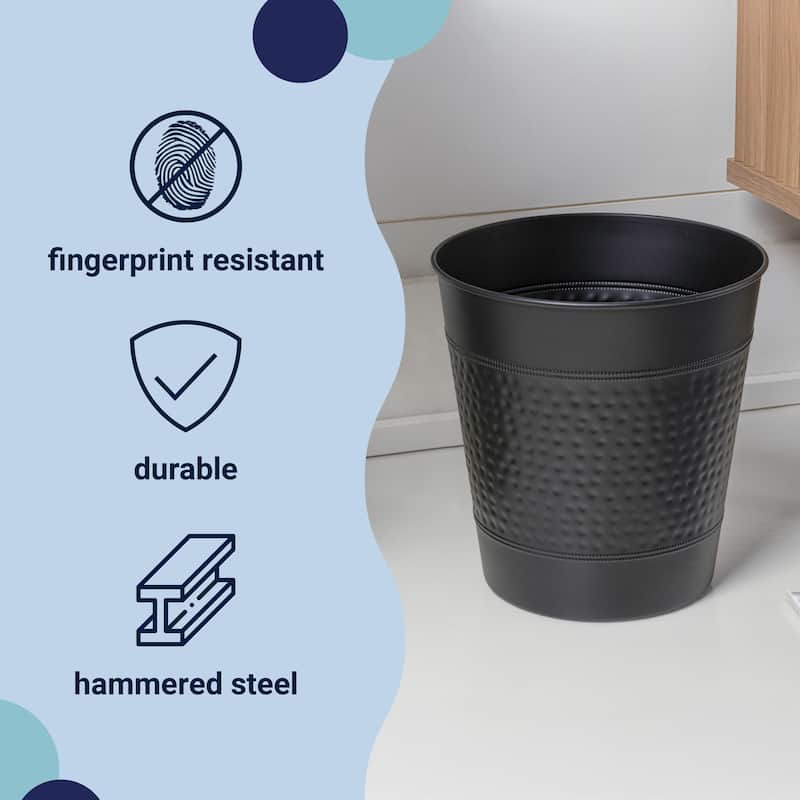 happimess Riley Hammered Steel Accent 2-Gallon Wastebasket