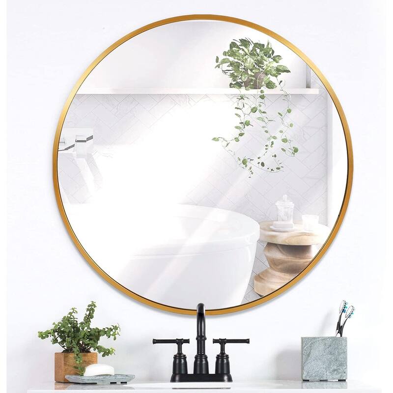 Lumioca Aluminum Alloy Frame Circle Mirror Wall Mounted for Bedroom Bathroom