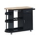 preview thumbnail 10 of 12, Corby Kitchen Cart with Wheels by Christopher Knight Home - 43.12" W x 17.75" D x 34.40" H Black + Natural