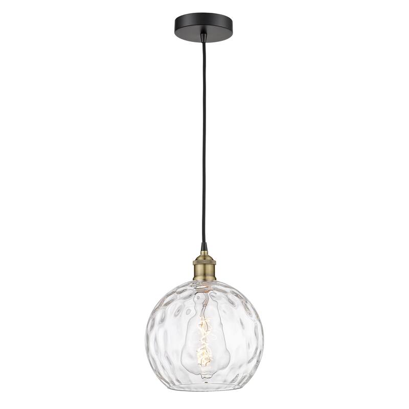 Innovations Lighting Athens Water Glass - 1 Light 10" Cord Hung Mini Pendant - Clear/Black Antique Brass
