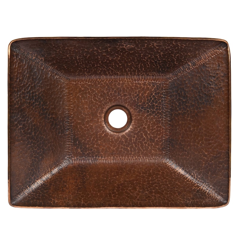 17-in Modern Rectangle Hand Forged Old World Copper Vessel Sink (PVMRECDB)