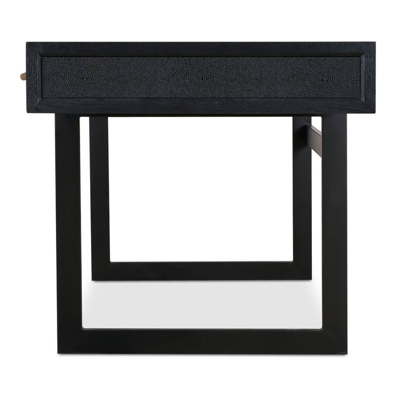 NADAAL STUDIOS Vaughn Desk, Solid Oak Frame, Vegan Shagreen Upholstery, Black