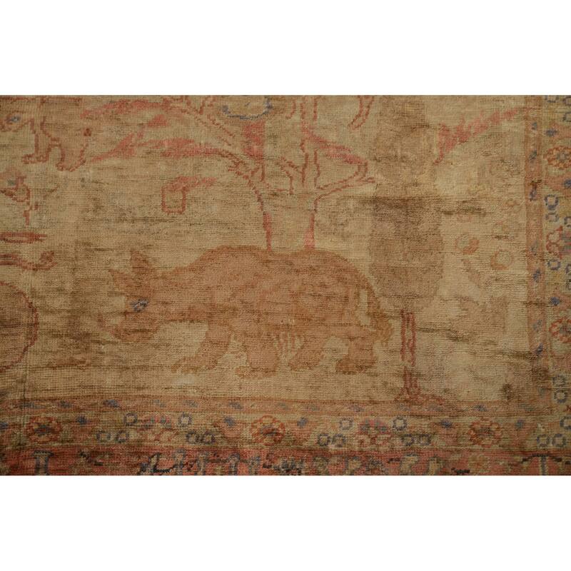 Hand Knotted Traditional Silk Yellow Animal Pictorial Area Rug - 5' 10'' X 4' 0''