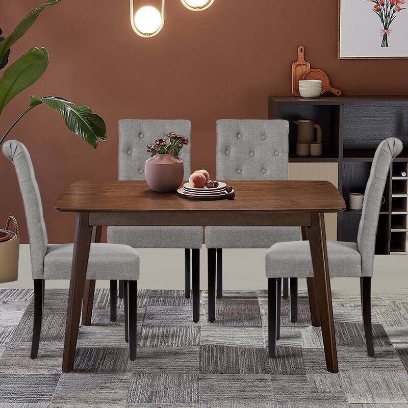 Gymax 4PCS Upholstered Dining Chair High Back Armless Chair w/ Wooden - See Details