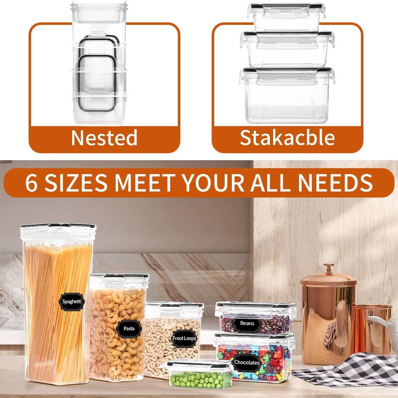 36 Pack Airtight Food Storage Containers Pantry Organization and Storage, BPA Free, Plastic