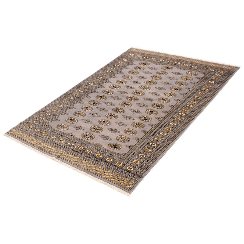 Finest Peshawar Bokhara Grey Rug 5'6" x 8'1" - 5'6 x 8'1