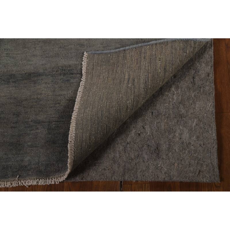 Gray Gabbeh Oriental Rug Hand-Knotted Solid Wool Carpet - 3'4" x 4'11"