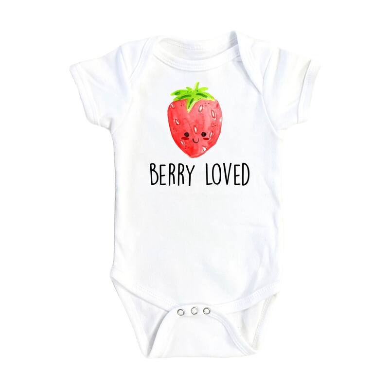 Strawberry Loved - Baby Boy Girl Clothes Infant Bodysuit Funny Cute Newborn - Natural - 0-3M