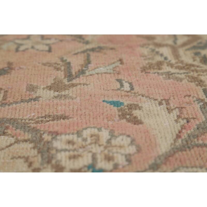 Traditional Pink Mashad Persian Vintage Area Rug Handmade Wool Carpet - 9'7" x 12'8"