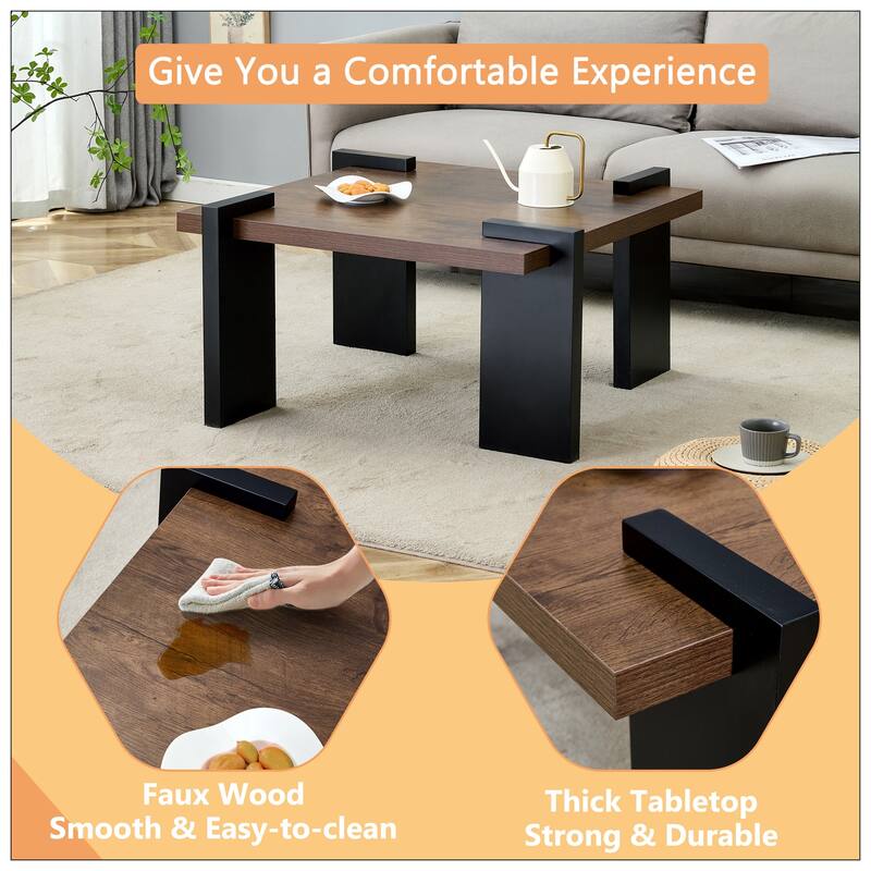 Walnut-colored MDF coffee table suitable for living rooms
