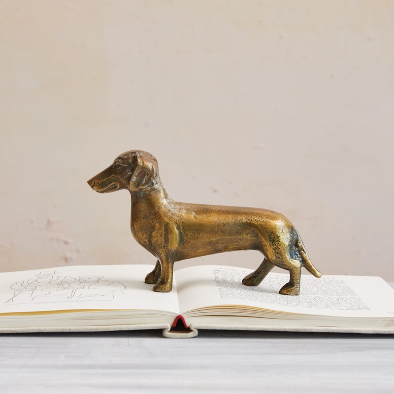 Antique Cast Aluminum Dachshund Accent Décor - 6.5"L x 1.5"W x 3.5"H
