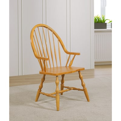 Retro Oak Dining Chair With Arms - Comfortable Armchair, Fully Assembled - Home & Kitchen Accent