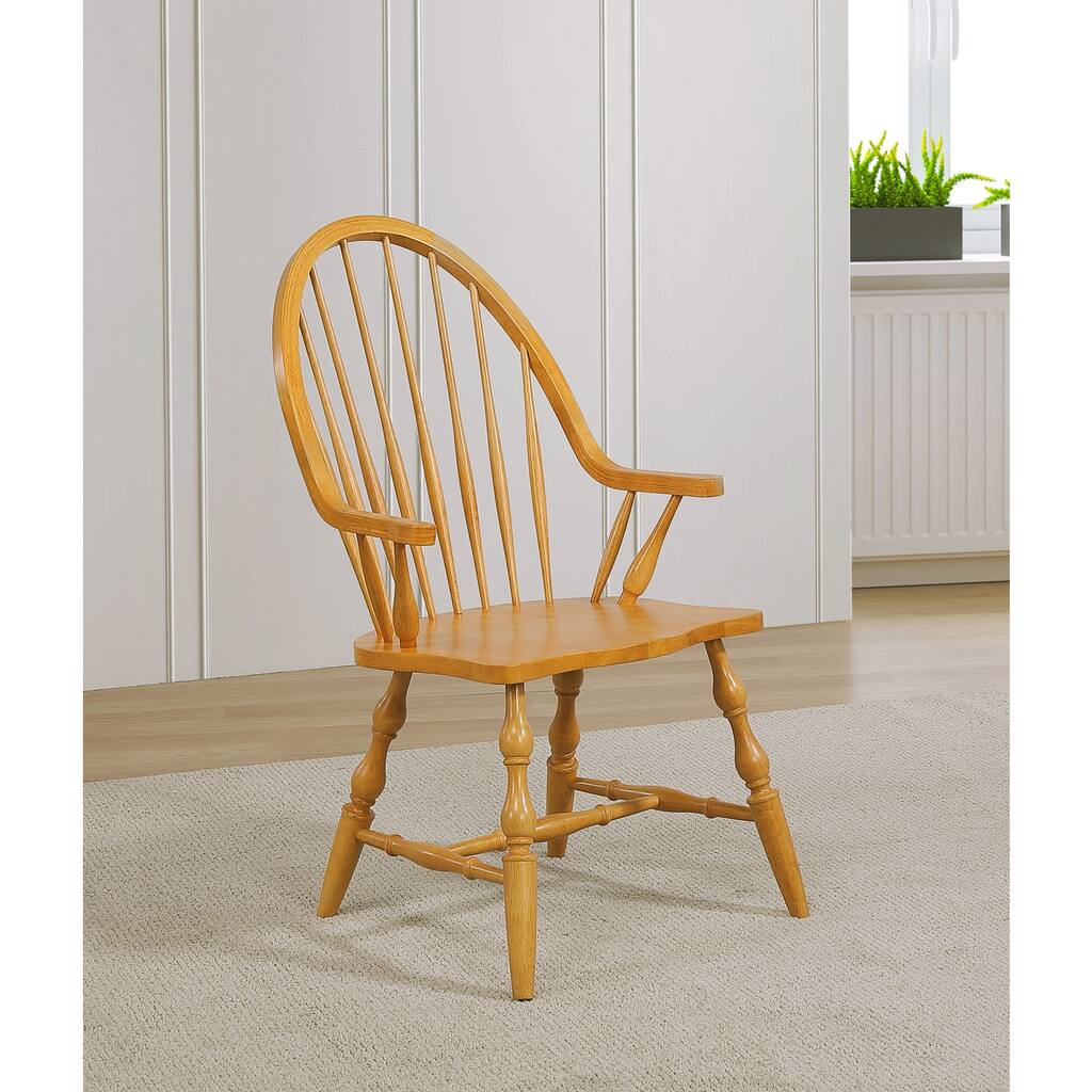 Retro Oak Dining Chair With Arms - Comfortable Armchair, Fully Assembled - Home & Kitchen Accent