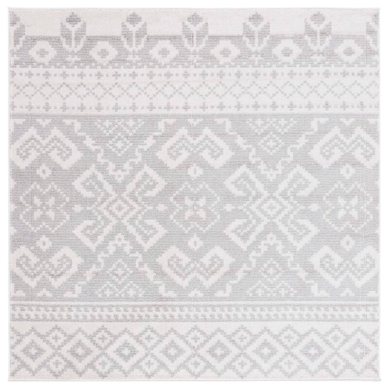 SAFAVIEH Adirondack Barlina Rustic Boho Rug - 4' Square - Ivory/Silver