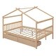 preview thumbnail 21 of 19, Full Size Wooden House Bed with Drawers Storage Bed for Kids, Teens, Girls, Boys Upholstered Platform Bed Easy Assembly