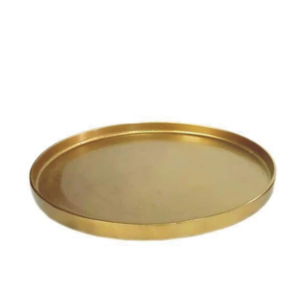 Lg. Alum. Round Plate 9.45"Dia Antique Brass -ST
