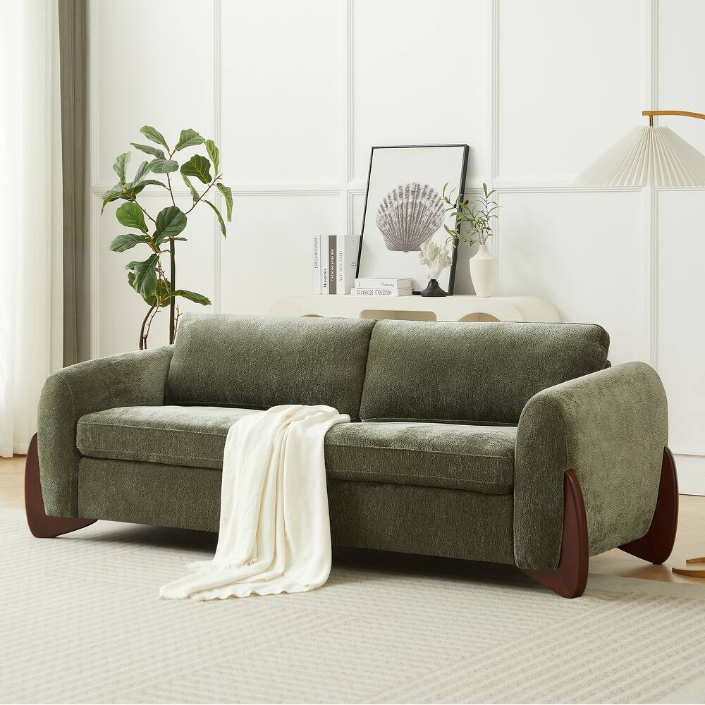 Christopher Knight Home - Hartly Modern Chenille Upholstered 3-Seater Sofa with Wood Legs