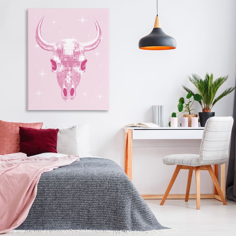 Stupell Pastel Disco Cattle Skull Canvas Wall Art Design By Lil' Rue