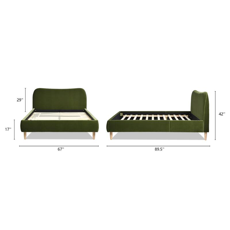 Roman Boucle Sherpa Curved Headboard Modern Platform Bed