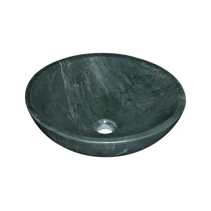 Roomfitters Round Marble Bathroom Vessel Sink, Natural Stone Countertop Wash Basin, Polished Bowl Vanity Sink