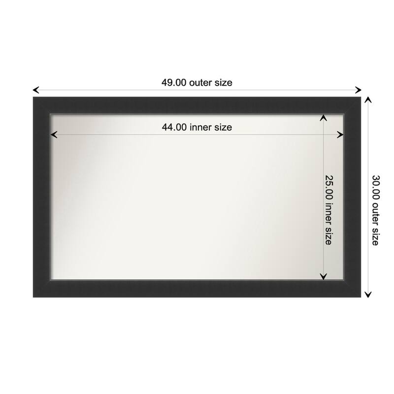 Corvino Black Framed Non-Beveled Custom Wall Mirror, Bathroom Vanity Mirror - Outer Size: 49 x 30