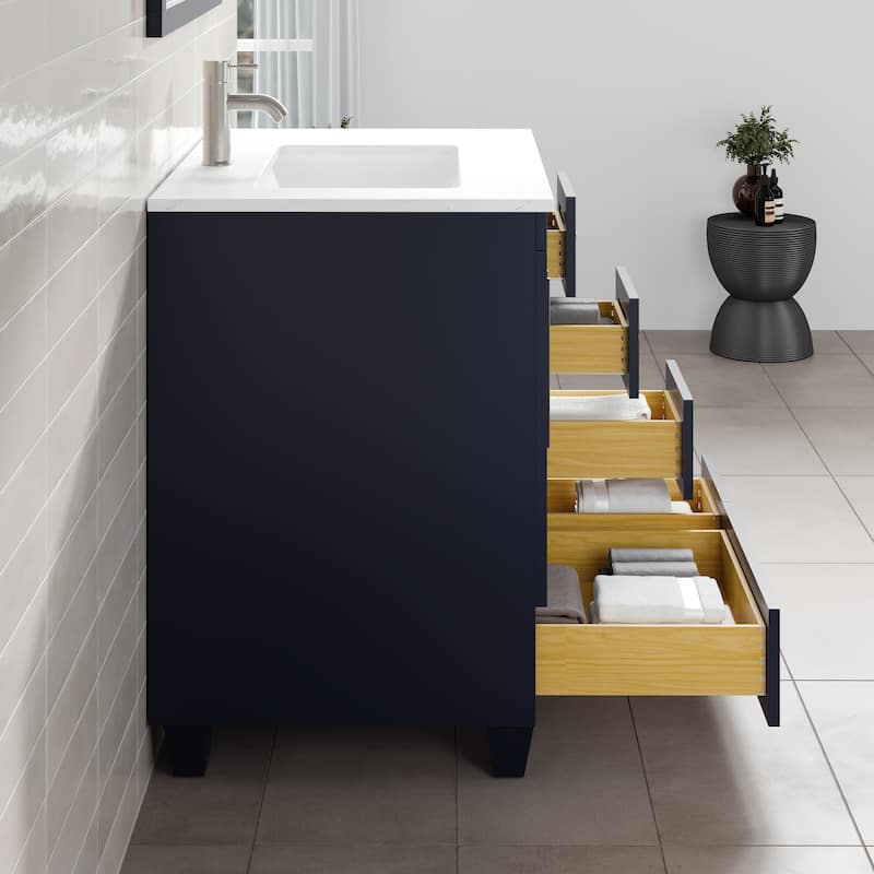 Eviva Loon 30"W Bath Vanity with Carrara Quartz Vanity Top & Undermount Sink