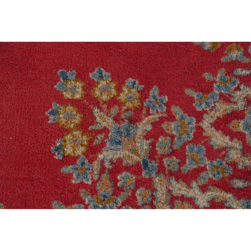 Hand Knotted Oriental 100% Wool Carpet Traditional Floral Pink Kerman Area Rug - 11' 11'' X 8' 6''