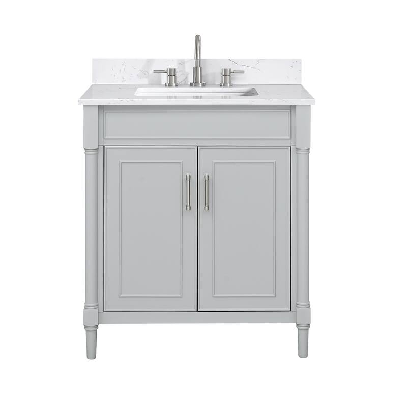 Avanity Bristol 31 in. Bath Vanity in Light Gray finish and Cala White Engineered Top