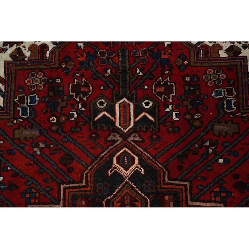 Hand Knotted Oriental 100% Wool Carpet Traditional Medallion Red Heriz Area Rug - 9' 3'' X 6' 3''