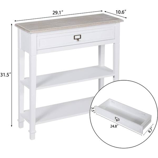 White Console Table with Drawer and Storage Shelf Accent Sofa Table for ...