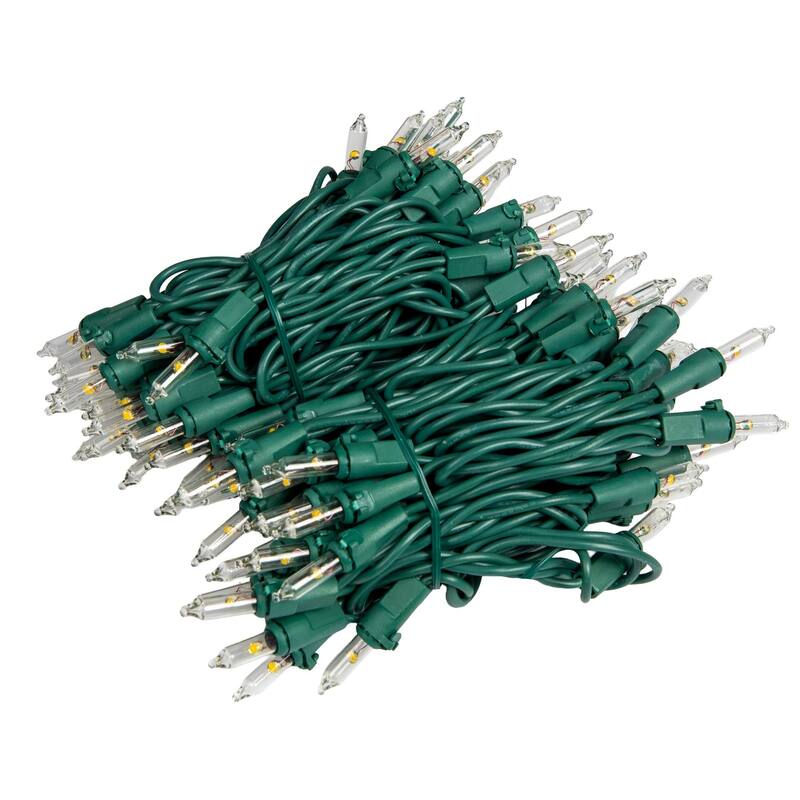100 Light Traditional LED Christmas Mini Light Set, Patio Lights, Green wire, 22’