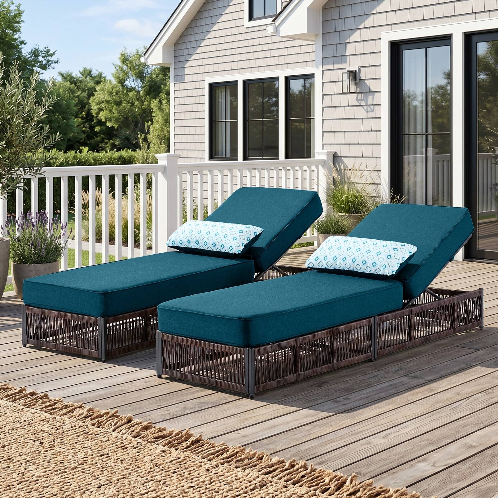 Option 2-Piece Lounge Chair Peacocka Green Cushion