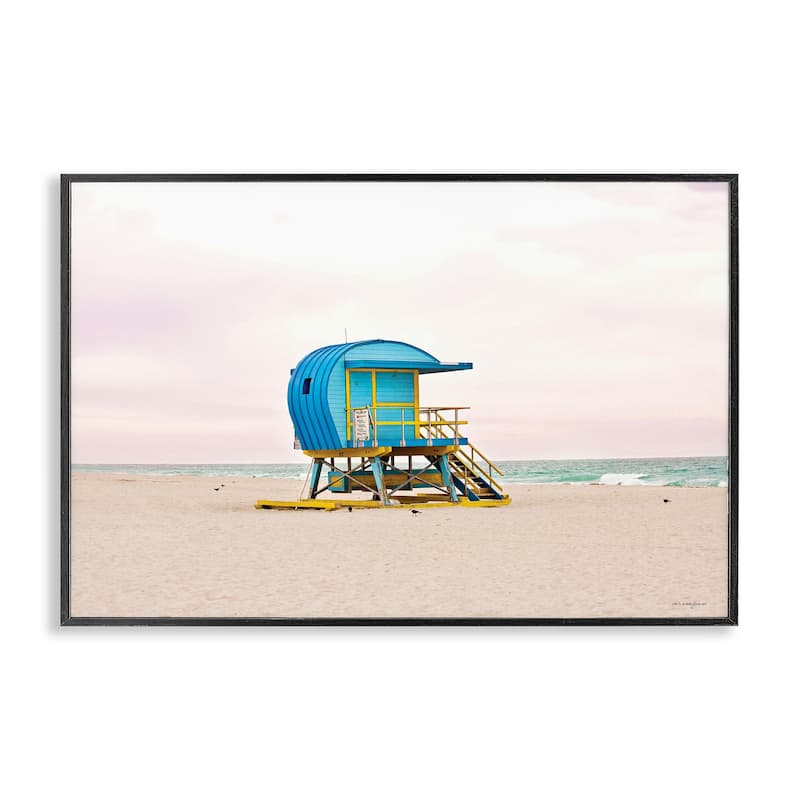 Stupell Summer Lifeguard Cabin Framed Giclee Art Design By Seven Trees Design - 30 x 20 - Black