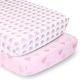 preview thumbnail 1 of 2, The Peanutshell Pink Elephants & Pink Hearts Pink/Grey Fitted Crib Sheet Set