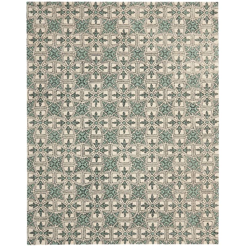 SAFAVIEH Handmade Chatham Laurane Modern Moroccan Wool Rug - 6' x 9' - Light Blue/Ivory