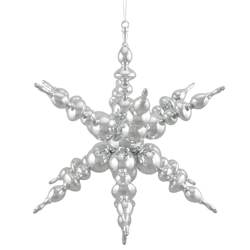 24" 3D Sunburst Snowflake Commercial Christmas Ornament - Silver
