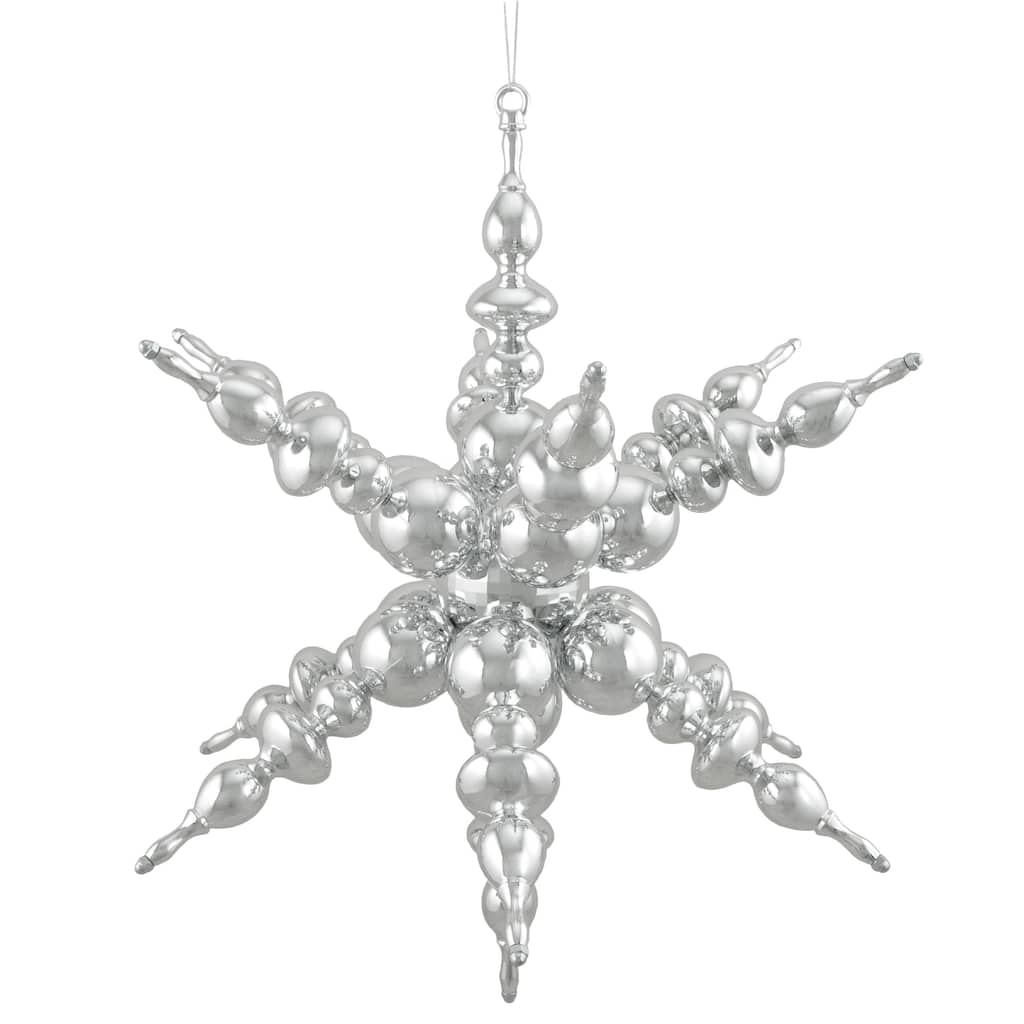 Shatterproof 3D Sunburst Snowflake Christmas Ornament 24" Silver