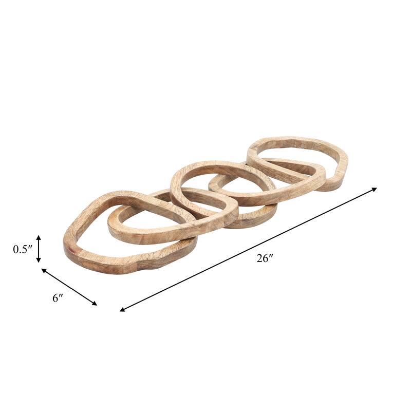 Sagebrook Home Wooden Link Sculpture Decor Contemporary Rustic Brown