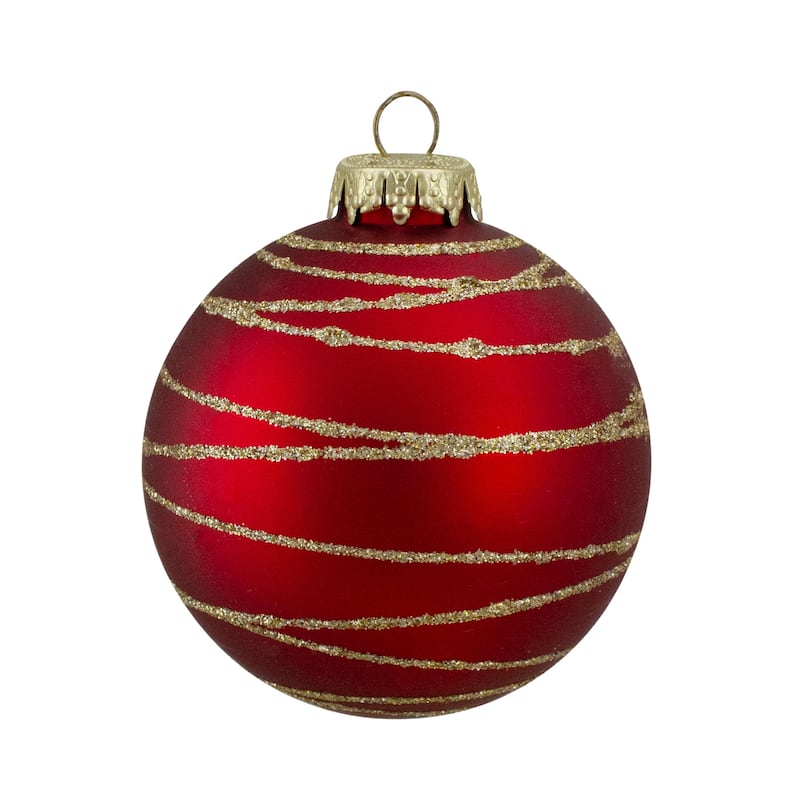 4ct Glass RedGreen Matte Christmas Ball Ornaments 3.25-Inch (80mm)