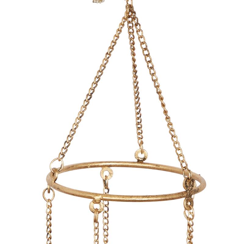 Gold Metal Handmade Indoor Outdoor Windchime with Glass Beads and Cone Bells