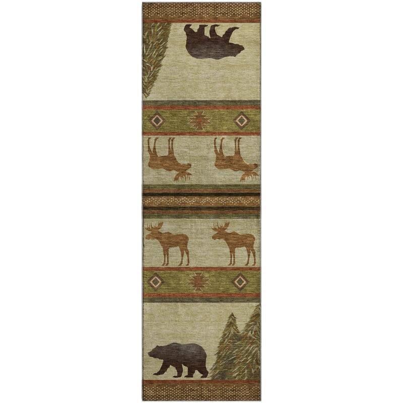 Premium Washable Super Soft Bear Moose Lodge Mayfield Rug