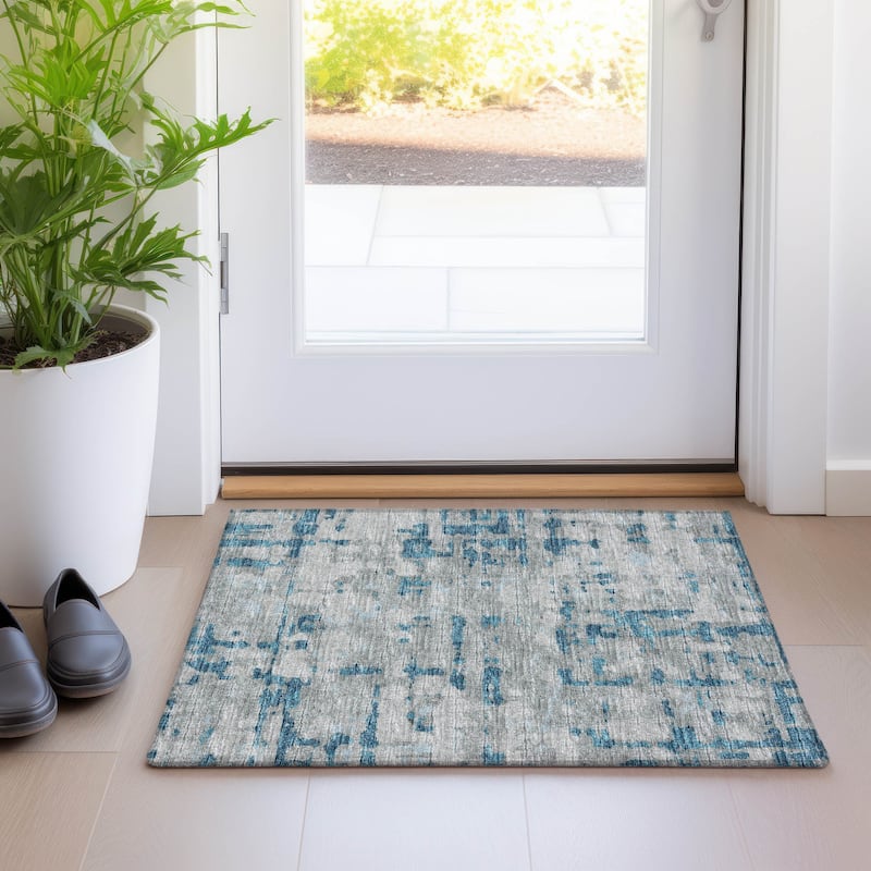 Premium Washable Super Soft Abstract Plaid Mayfield Rug - Peacock - 1' 8" x 2' 6" - Rectangle