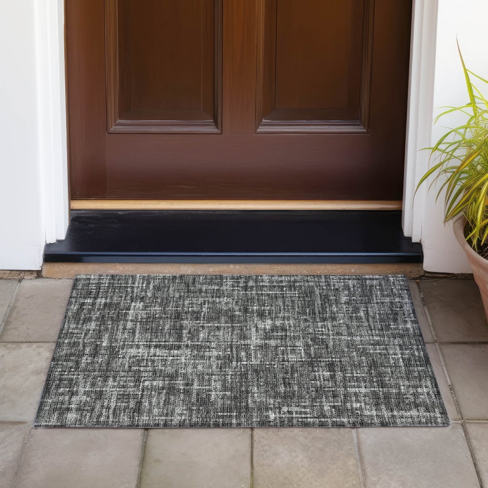 Machine Washable Indoor/Outdoor Modern Crosshatch Chantille Rug