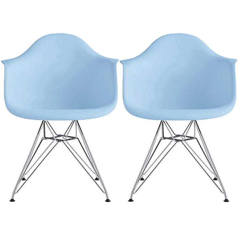 Plastic Eiffel With Arm Chairs Chrome Wire Legs (Set of 2)