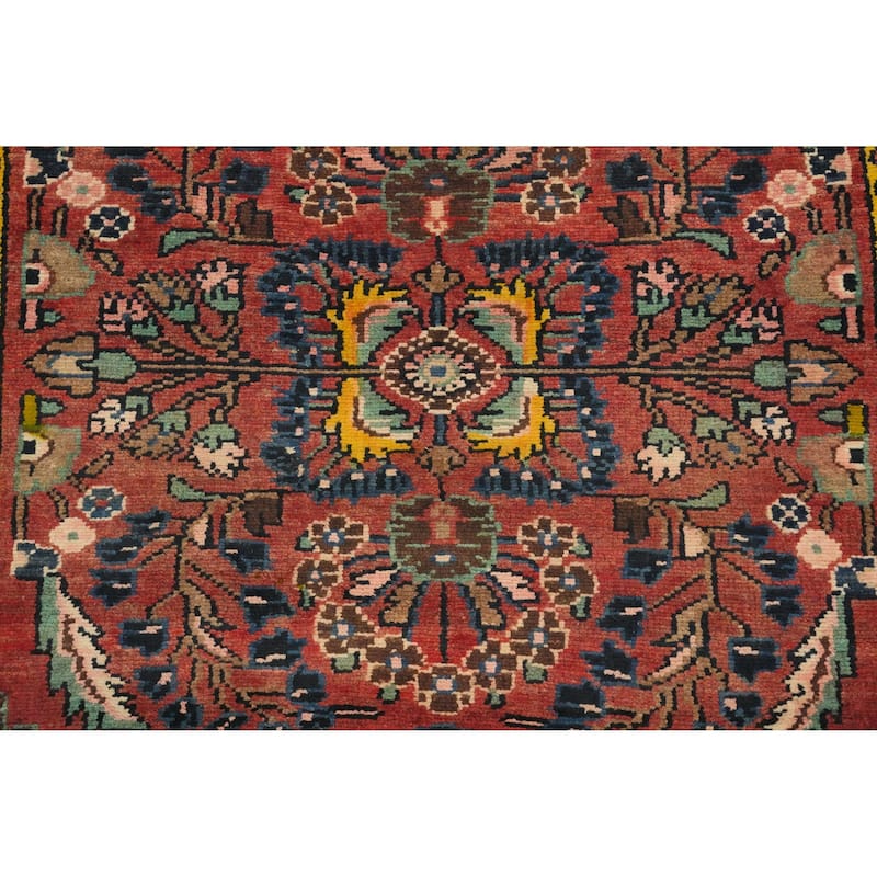 Hand Knotted Oriental 100% Wool Carpet Traditional Floral Oranges & Rust Lilian Runner Rug - 9' 0'' X 3' 3''