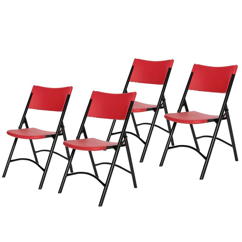 Hampden Furnishings Gwyneth Collection Resin Folding Chair, Pack of 4 - Red