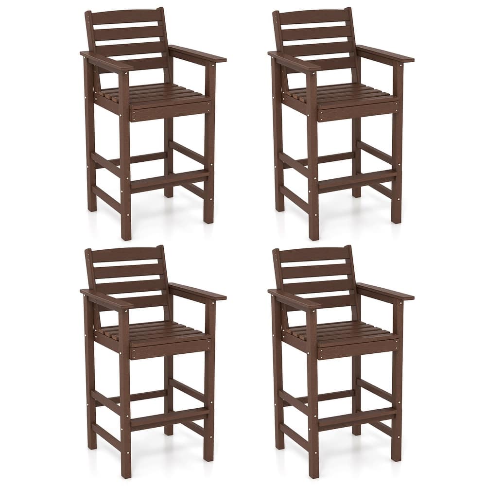 Gymax Patio Bar Stools Set of 4 Tall Adirondack Chair w/ Backrest